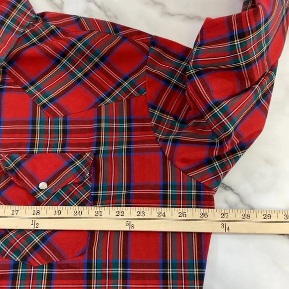 Ely Cattleman‎ Vintage Pearl Snap Western Shirt Mens Size XL Red Green Plaid - Picture 12 of 14